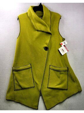 Janska Robin Sleeveless Oversized Fleece Vest Sze S Citron Asymmetrical Outdoor